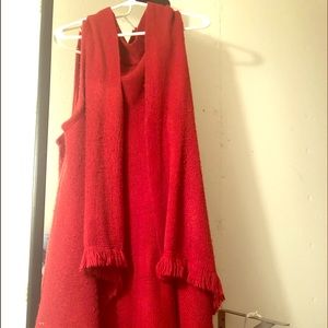 Long red sweater vest